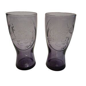 McDonalds Limited Edition 1955 Coca-Cola Purple Glasses Set of 2 6" Tall Coke